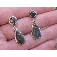 Echt zilveren Labradoriet oorbel stekers hangende druppel